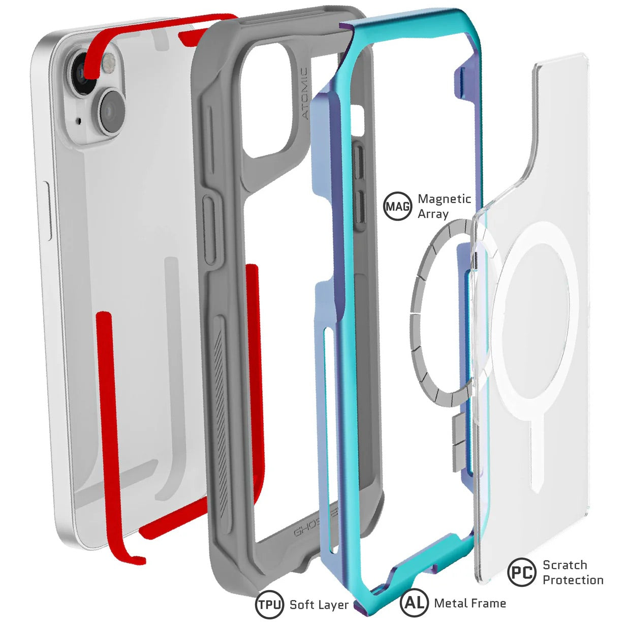 Carcasa Ghostek Atomic Slim MagSafe iPhone 14 – Protección Militar de Aluminio Antigolpes