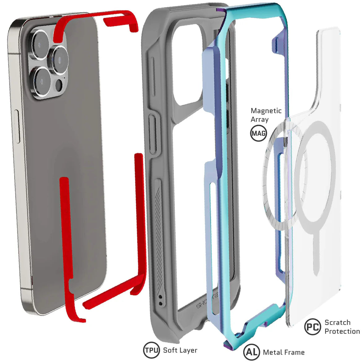 Carcasa Ghostek Atomic Slim MagSafe iPhone 15 Pro Max – Protección Militar de Aluminio Antigolpes