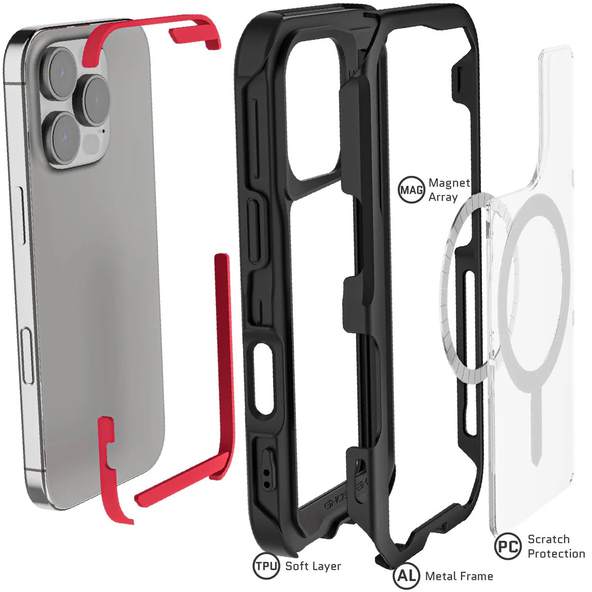 Carcasa Ghostek Atomic Slim MagSafe iPhone 16 Pro – Protección Militar de Aluminio Antigolpes