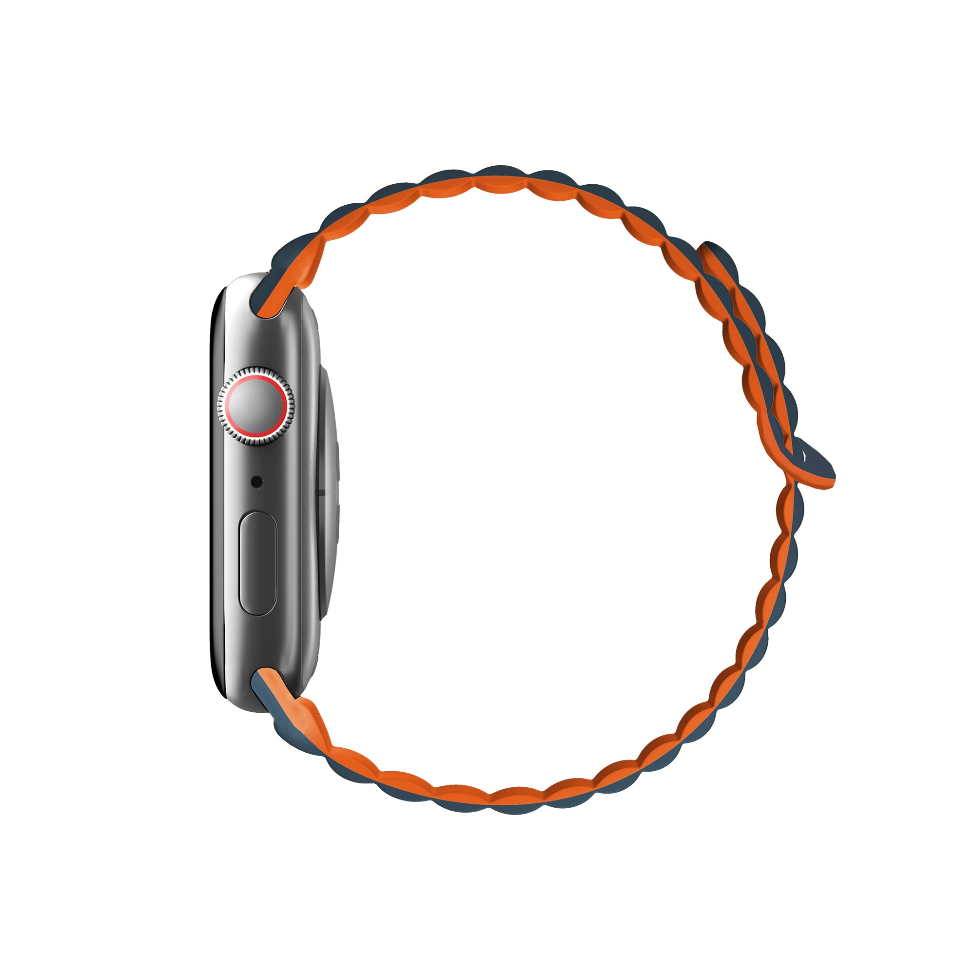 Correa / Pulsera Silicona Duo Para Apple Watch 42 / 44 / 45 / 46 & Ultra 49 MM - Color Azul / Naranja