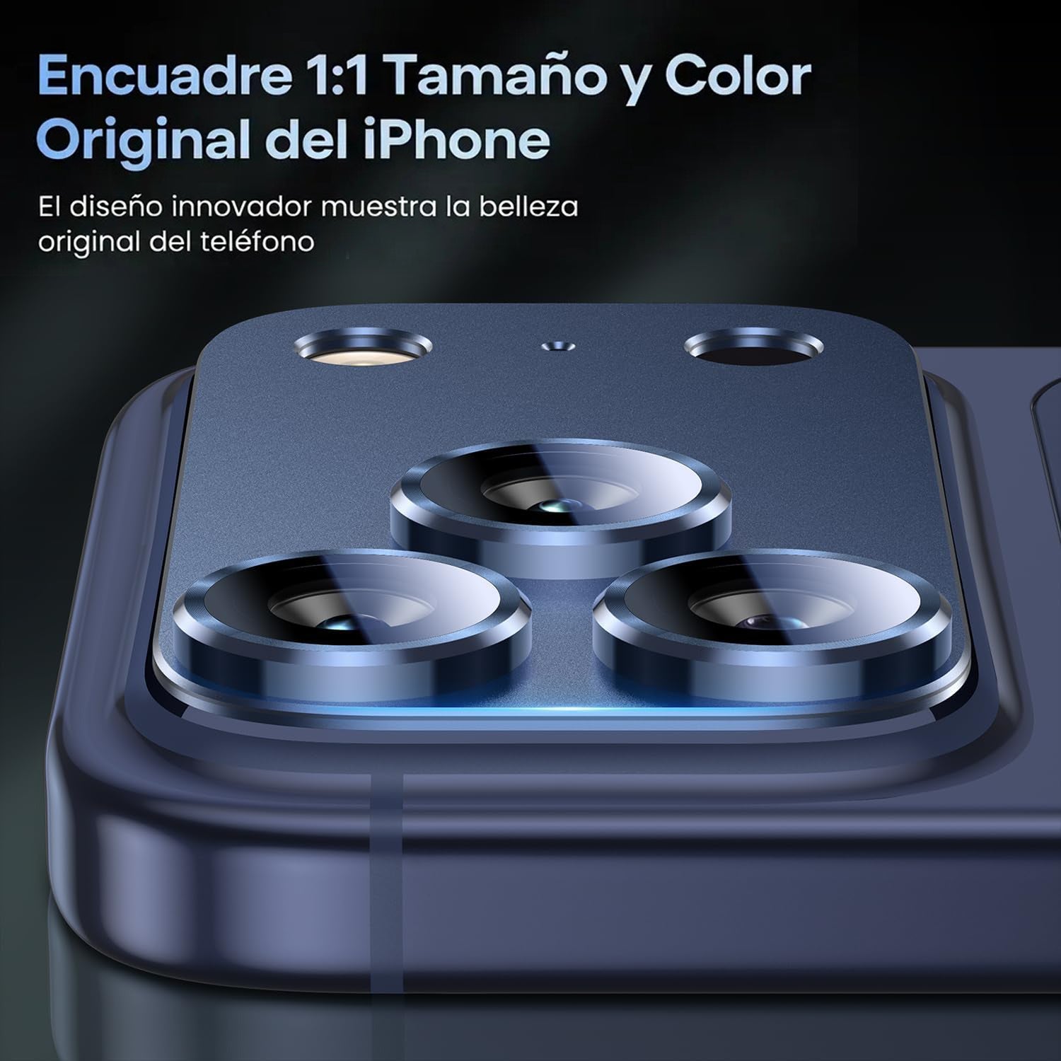 Protector Cámara Para iPhone 17 Pro Vidrio 9H + Marco Modulo Metálico Integrado Full Cover HD