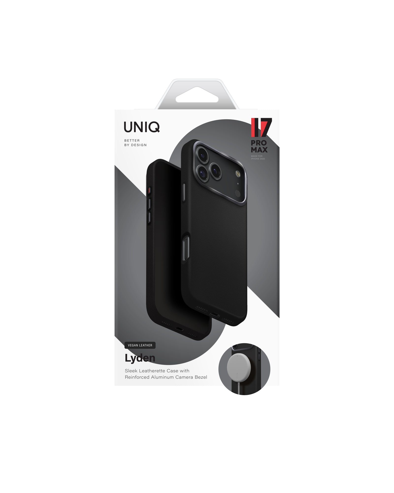 Carcasa Uniq Lyden Cuero Magsafe iPhone 17 Pro Max - Negra