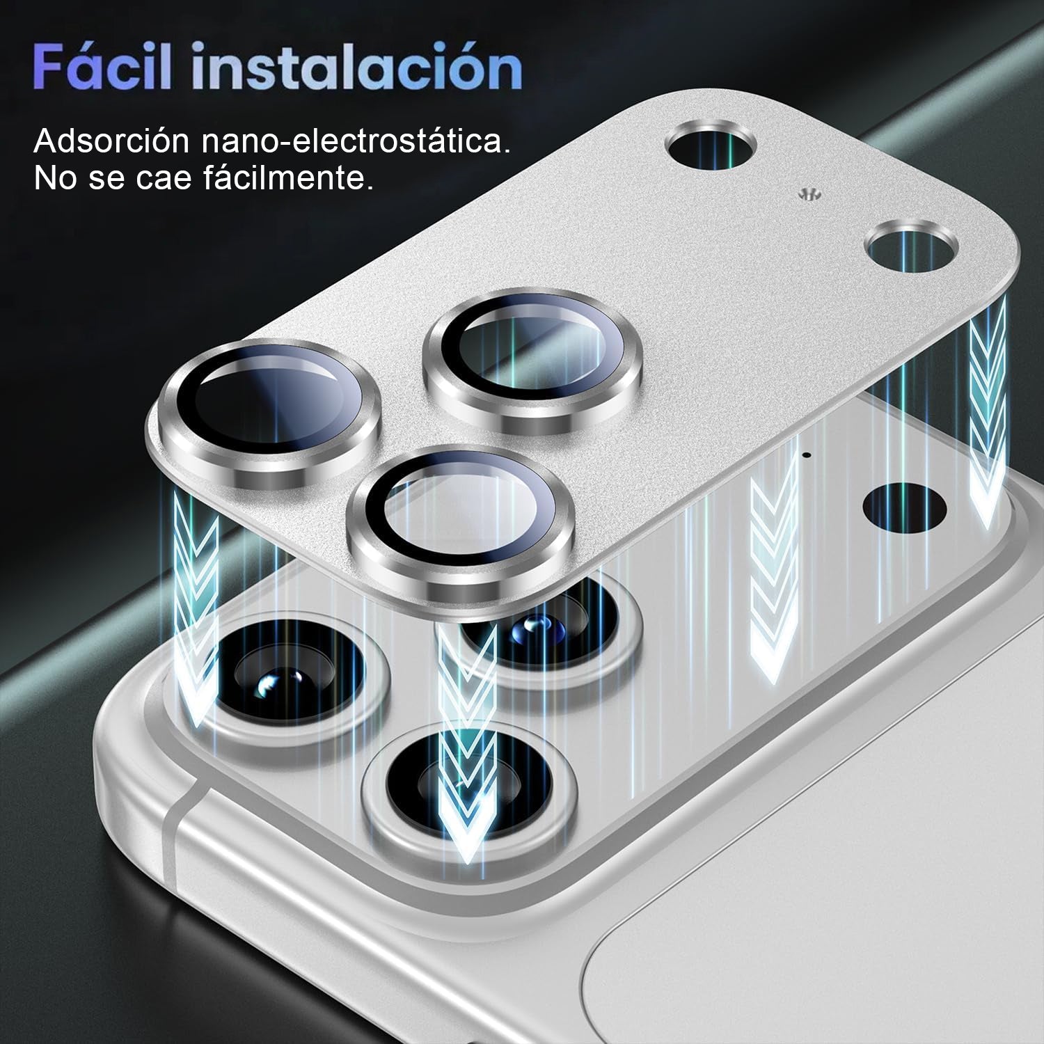 Protector Cámara Para iPhone 17 Pro Vidrio 9H + Marco Modulo Metálico Integrado Full Cover HD