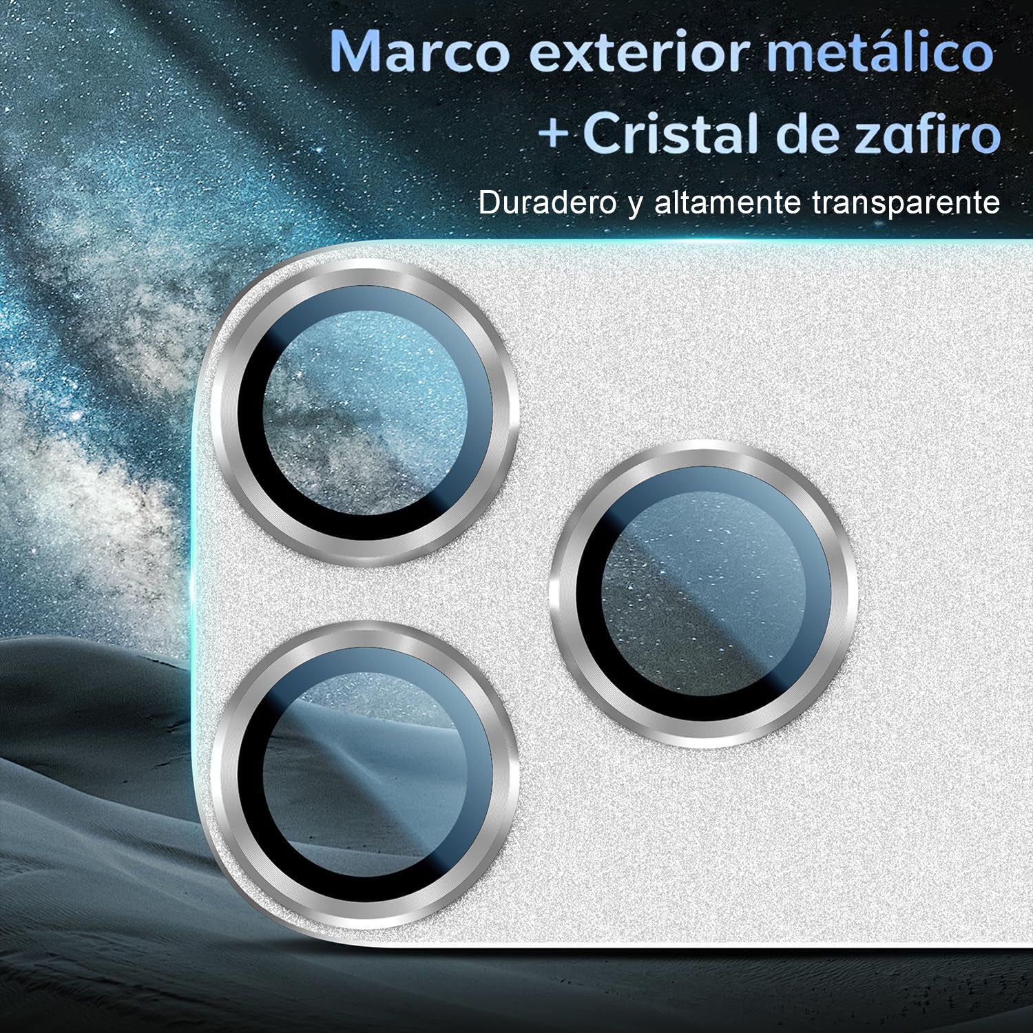 Protector Cámara Para iPhone 17 Pro Vidrio 9H + Marco Modulo Metálico Integrado Full Cover HD