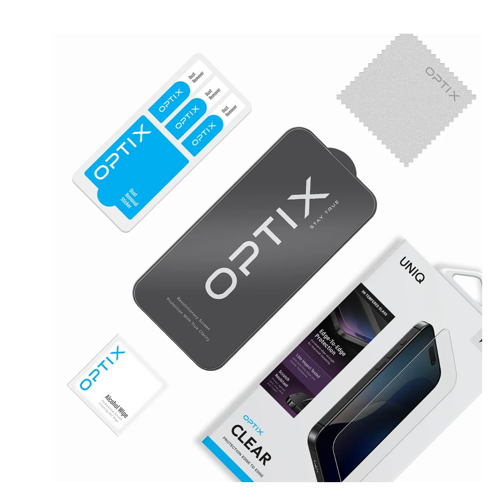Lámina Uniq Optix Clear Vidrio Templado 9H iPhone 16 Pro