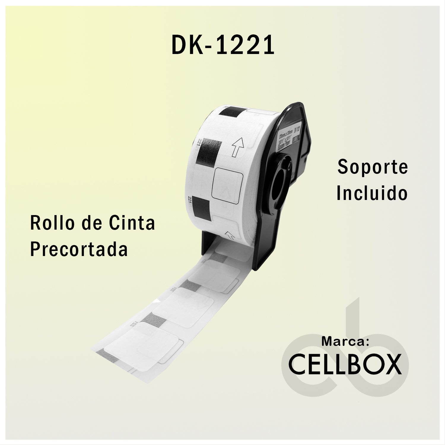 Rollo de Etiquetas Adhesivas DK 1221 Cellbox 23x23mm – 1000 Etiquetas | Compatible Brother QL