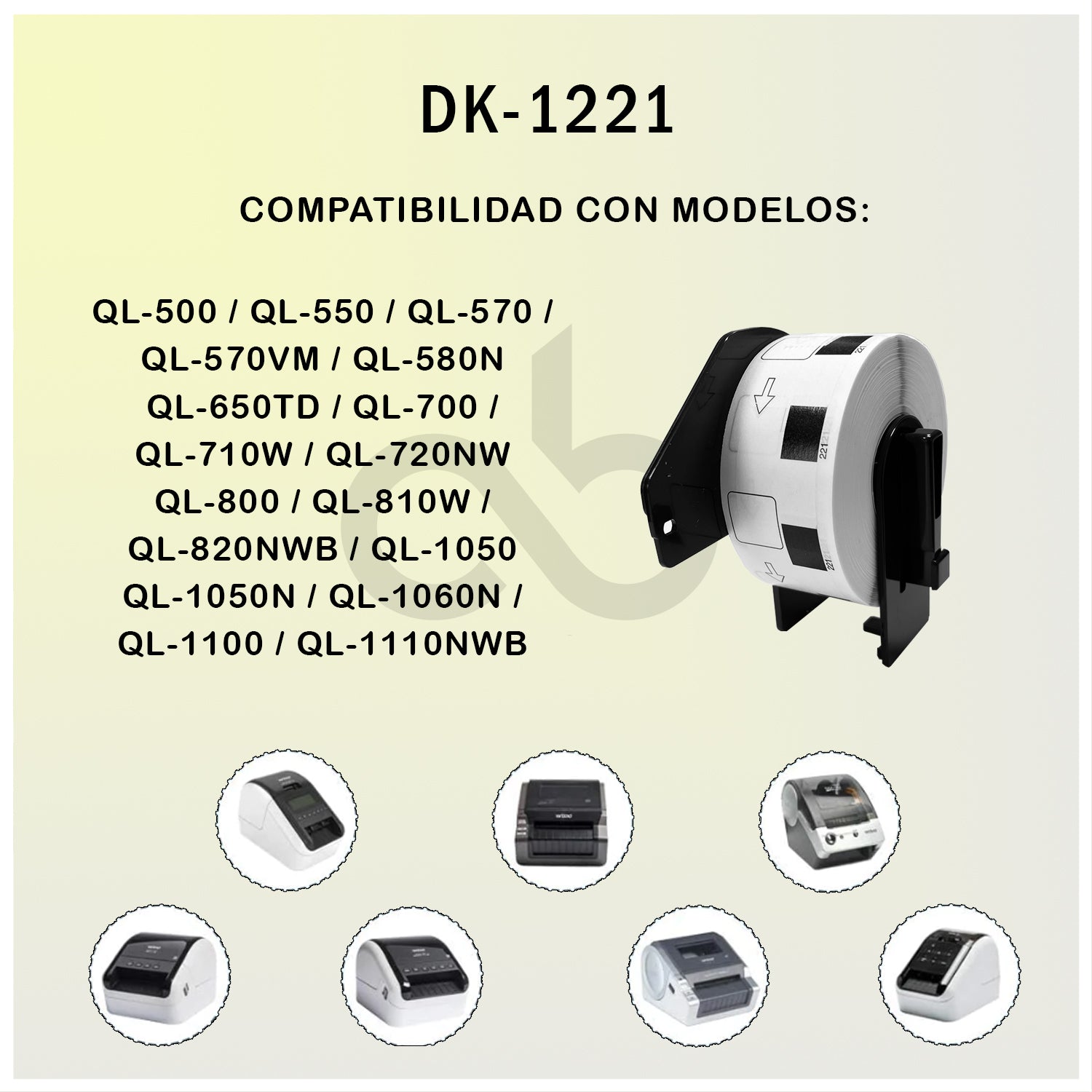 Rollo de Etiquetas Adhesivas DK 1221 Cellbox 23x23mm – 1000 Etiquetas | Compatible Brother QL