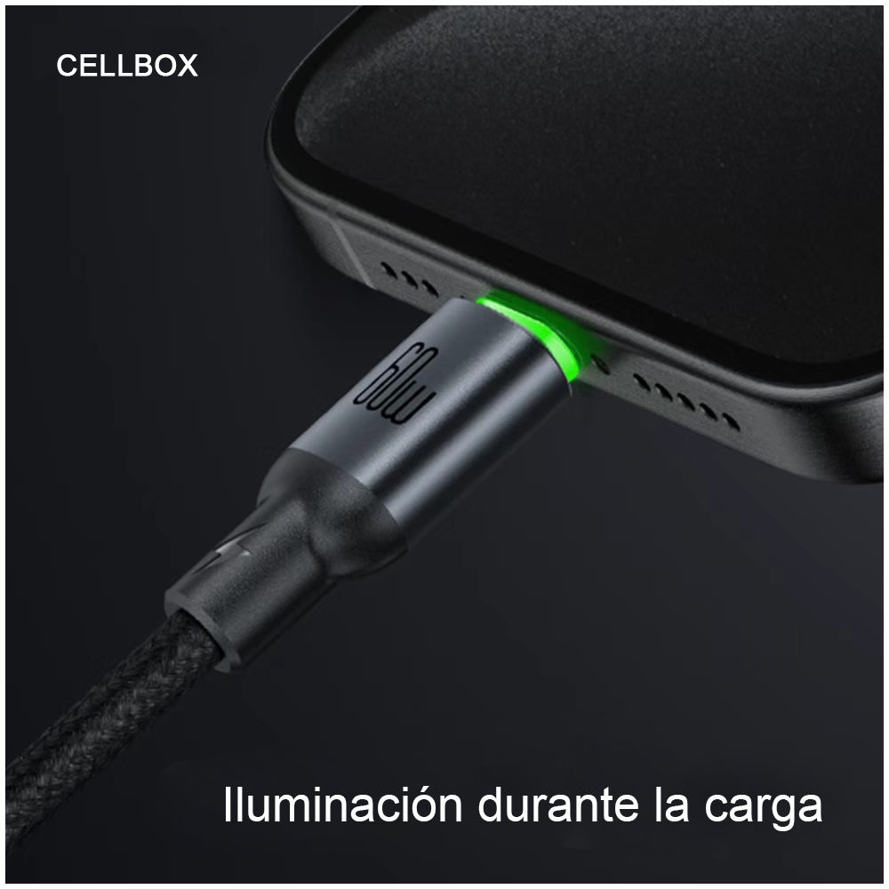 Cable Trenzado USB Tipo C - USB Tipo C - Certificado - 2 Metros / Carga Rápida 60W
