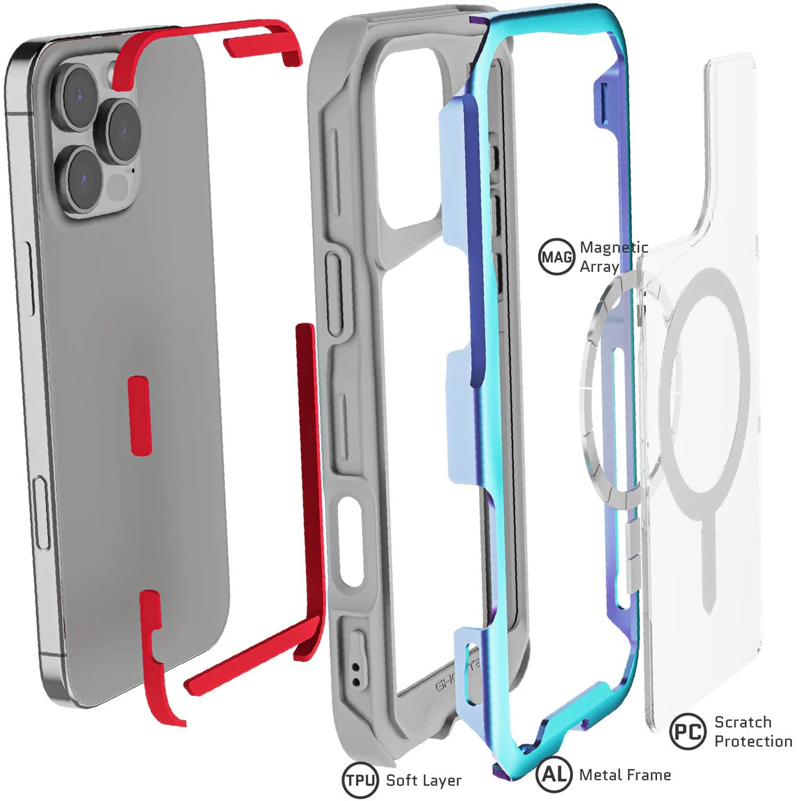 Carcasa Ghostek Atomic Slim MagSafe iPhone 16 Pro Max – Protección Militar de Aluminio Antigolpes