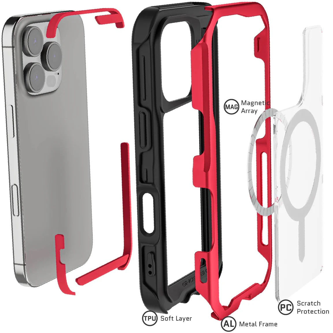 Carcasa Ghostek Atomic Slim MagSafe iPhone 16 Pro – Protección Militar de Aluminio Antigolpes