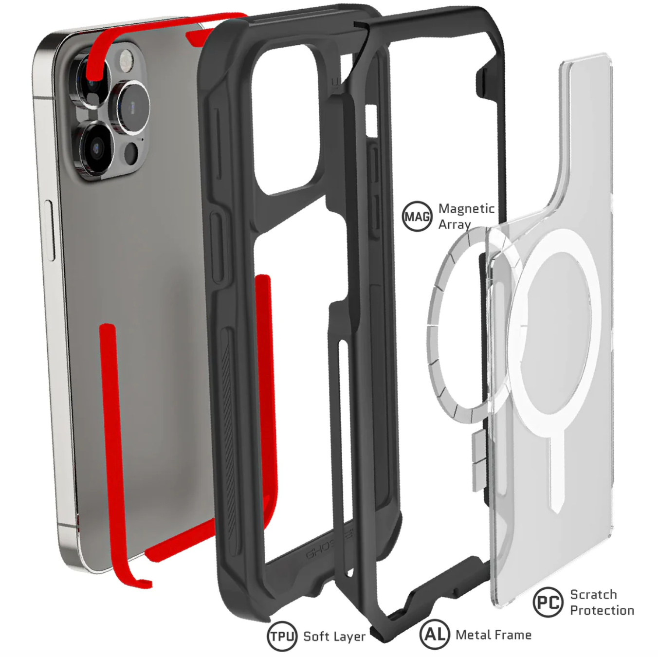 Carcasa Ghostek Atomic Slim MagSafe iPhone 15 Pro – Protección Militar de Aluminio Antigolpes