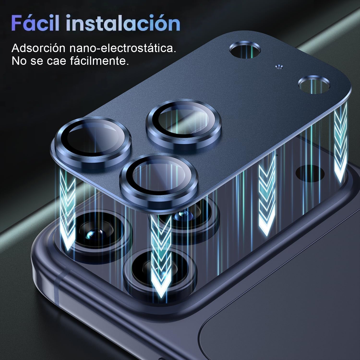 Protector Cámara Para iPhone 17 Pro Max Vidrio 9H + Marco Modulo Metálico Integrado Full Cover HD