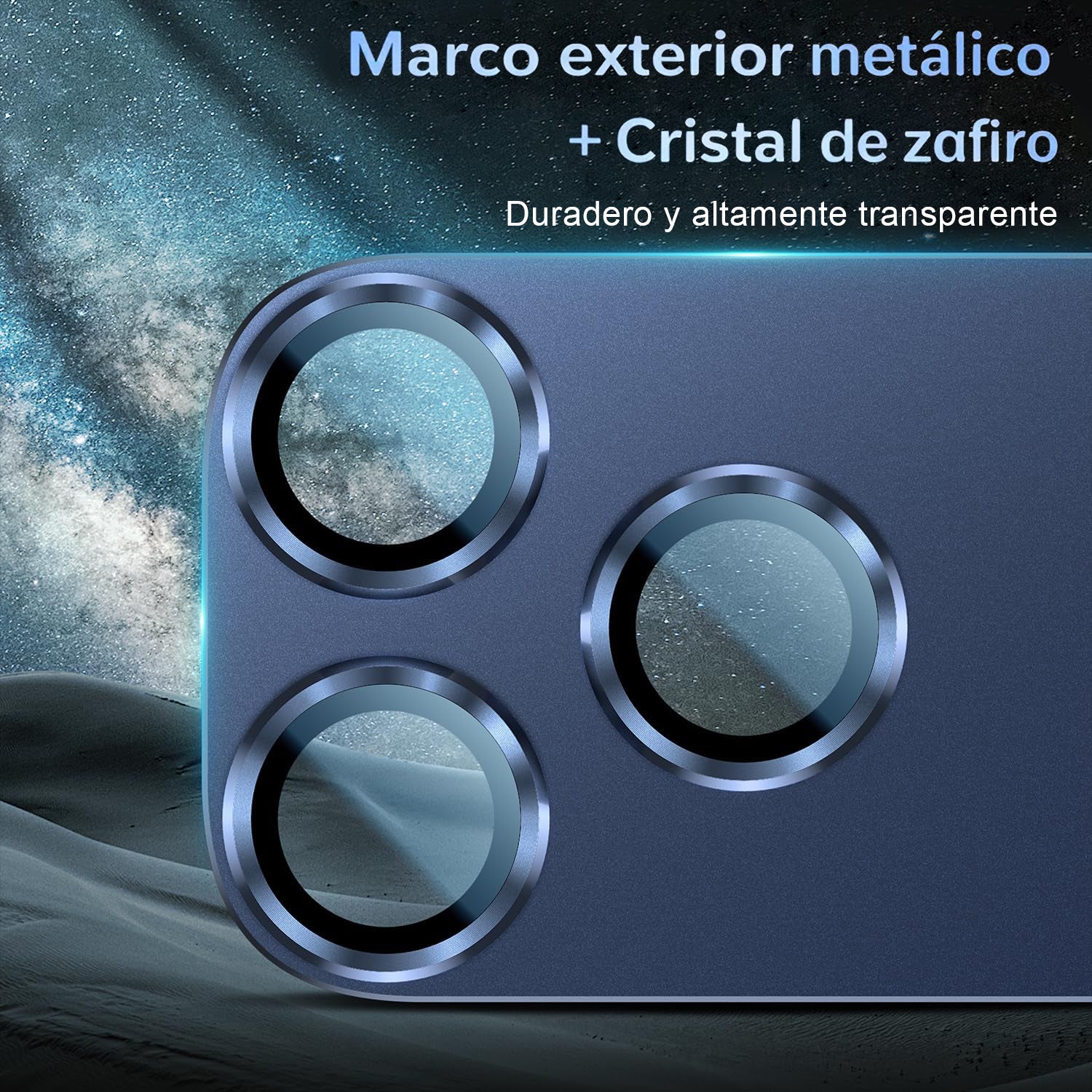 Protector Cámara Para iPhone 17 Pro Vidrio 9H + Marco Modulo Metálico Integrado Full Cover HD