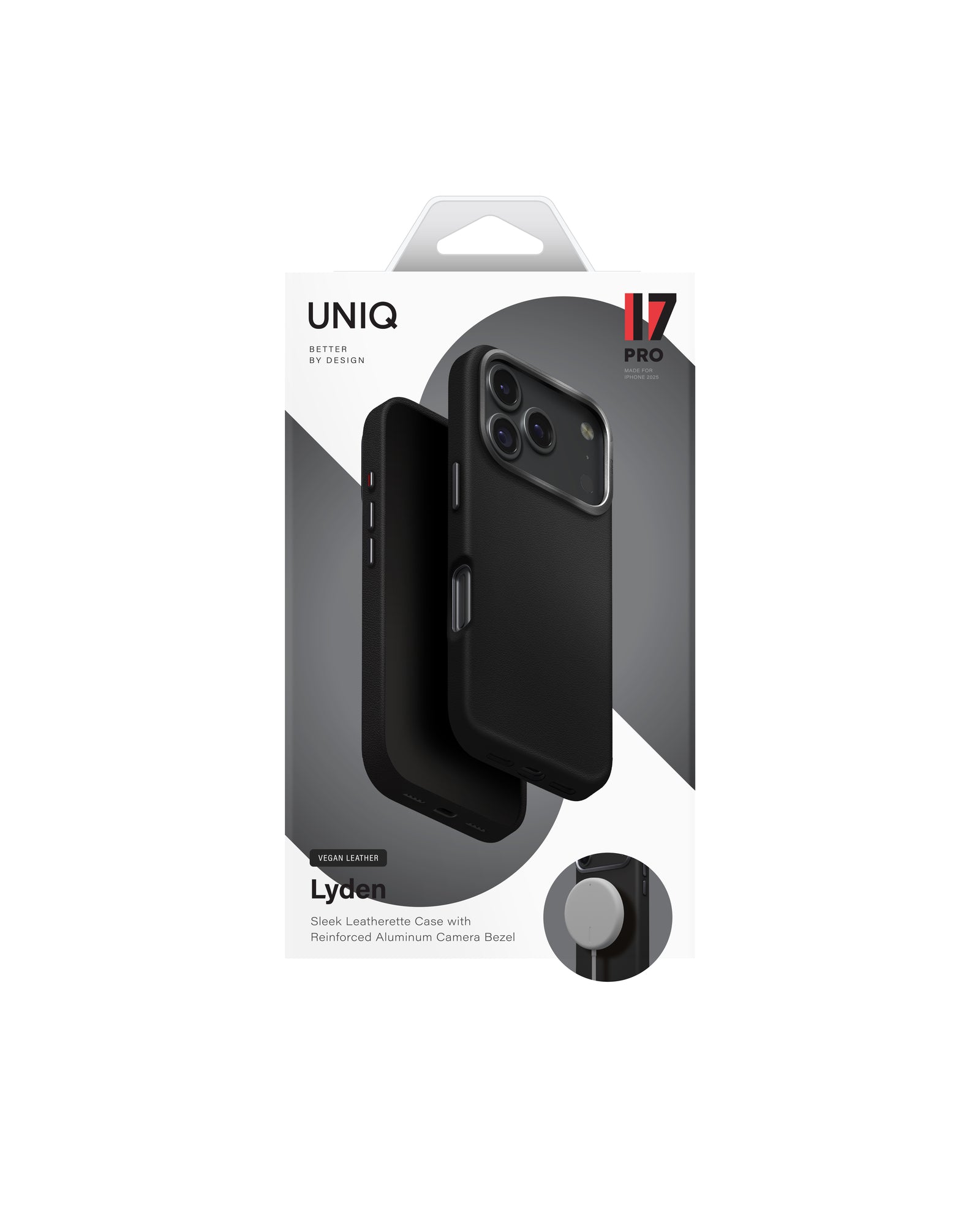 Carcasa Uniq Lyden Cuero Magsafe iPhone 17 Pro - Negra
