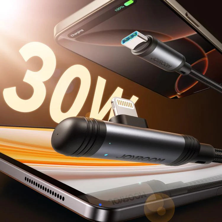 Cable Gamer Joyroom Tipo - C a Lightning 60W 1.2 metros EnjoyX Series 90° – Carga Rápida y Datos