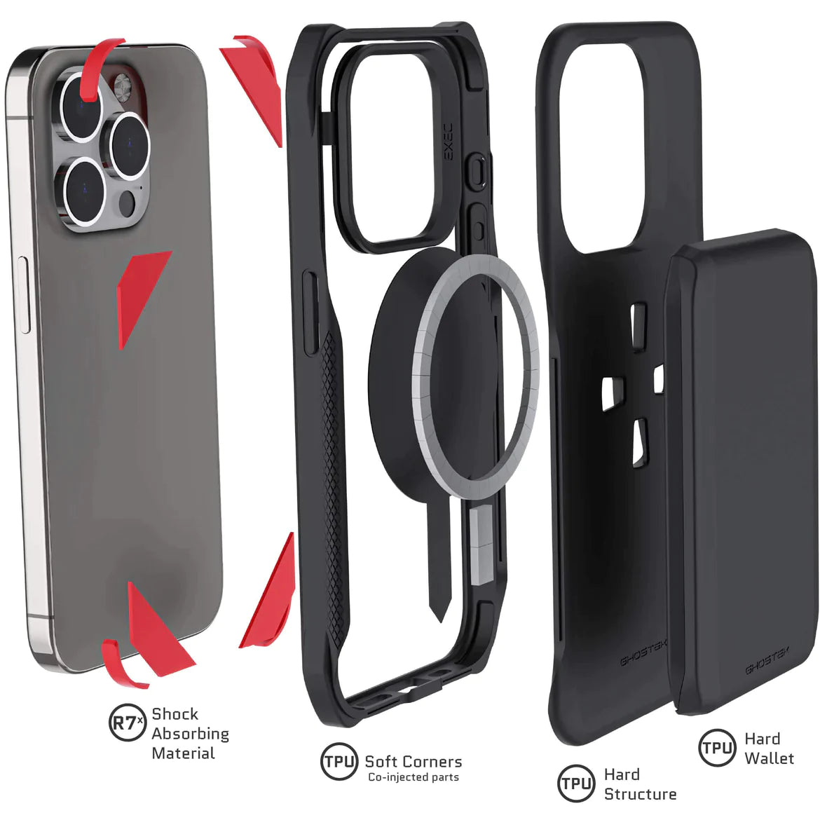 Carcasa Ghostek Exec MagSafe para iPhone 15 Pro Max – Protección Premium y Diseño Elegante