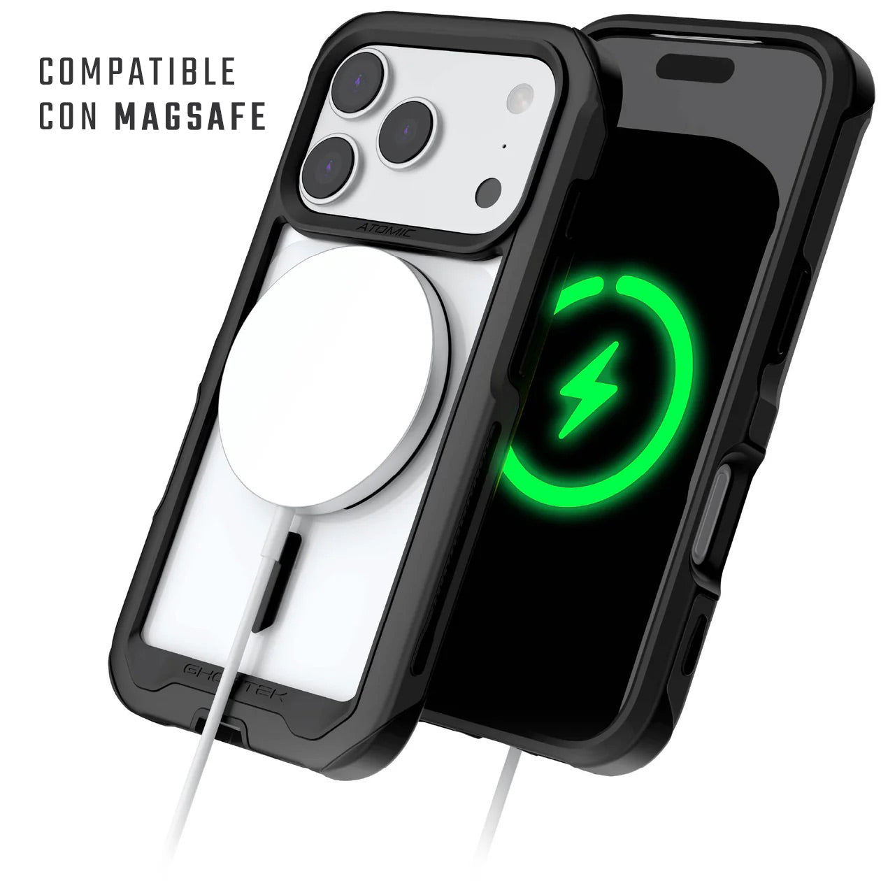 Carcasa Ghostek Atomic Slim MagSafe iPhone 17 Pro – Protección Militar de Aluminio Antigolpes | Negra