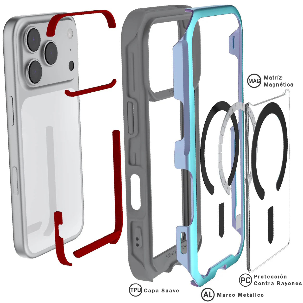 Carcasa Ghostek Atomic Slim MagSafe iPhone 17 Pro – Protección Militar de Aluminio Antigolpes | Prismatica