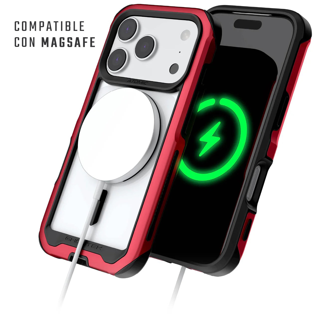 Carcasa Ghostek Atomic Slim MagSafe iPhone 17 Pro – Protección Militar de Aluminio Antigolpes | Roja