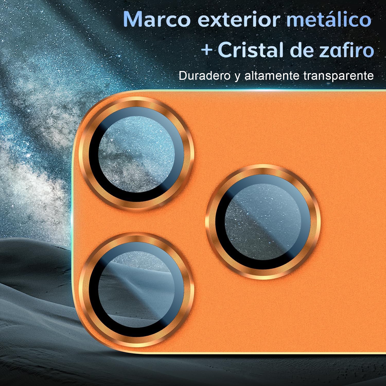 Protector Cámara Para iPhone 17 Pro Vidrio 9H + Marco Modulo Metálico Integrado Full Cover HD