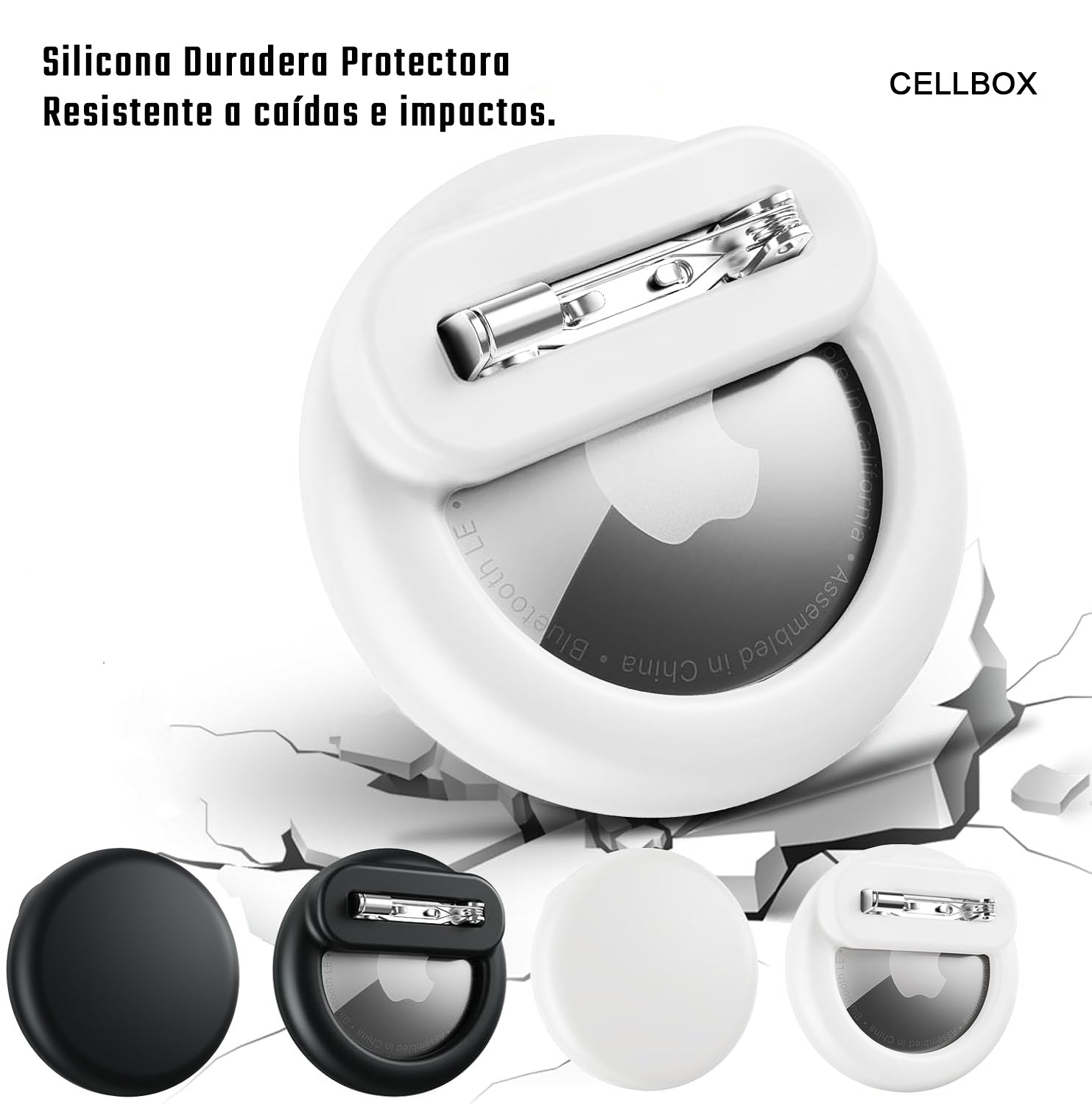 Pack 2 Fundas Protectoras para Apple AirTag con Clip y Alfiler de Seguridad | Silicona Antigolpe